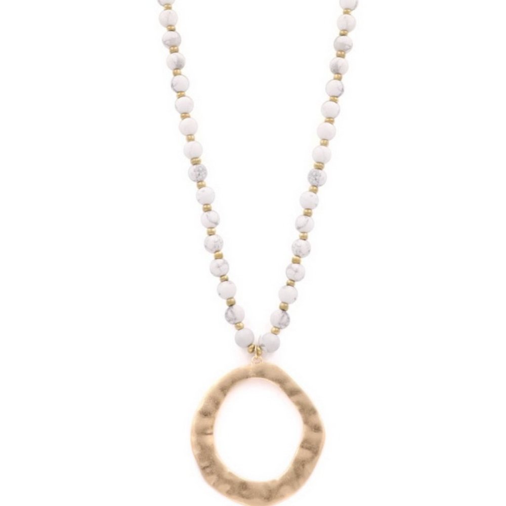 Stone Metal Ring Necklace